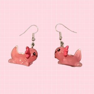 Pink Axolotl Earrings